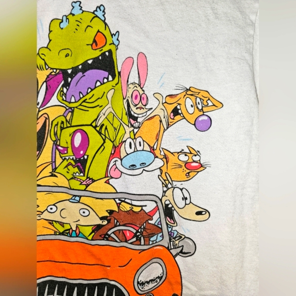 Nickelodeon Men's White T-shirt Ft. Classic Cartoon Characters Sz S - Picture 6 of 7